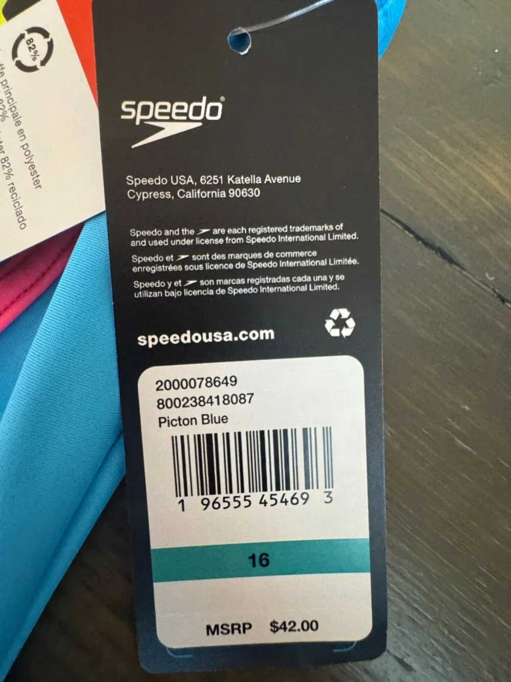 NWT! Speedo Girls Sport Splice One Piece in Picton Blue